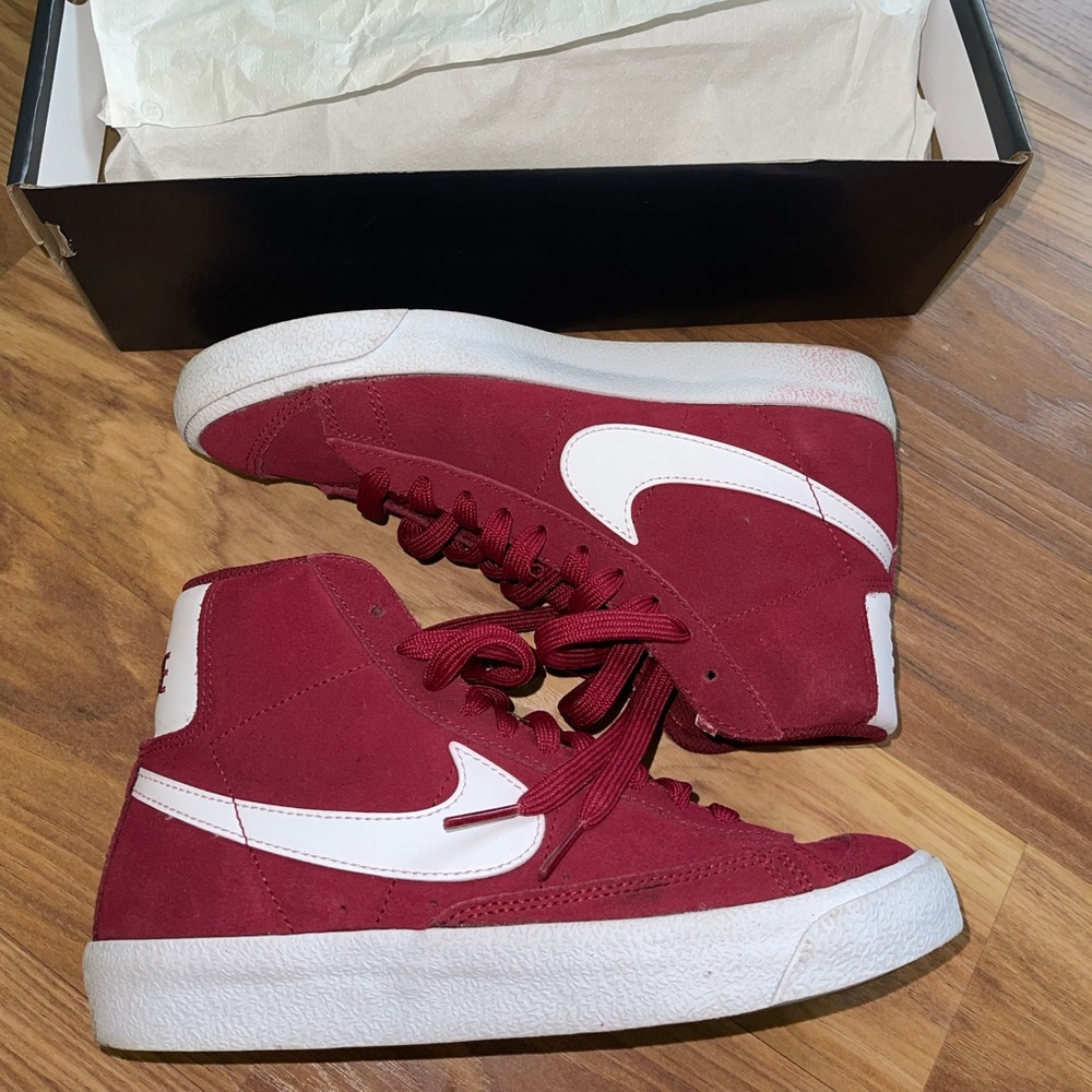 Nike Burgundy and White High-Top Sneakers